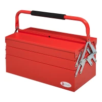 DURHAND 18" inches Metal Tool Box, Portable 5-Tray Cantilever Steel Tool Chest Cabinet, Red(m-11)
