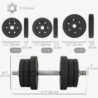 Soozier 55 lbs Adjustable Dumbbells Weight Set Dumbbell Hand Weight Barbell for Body Fitness Lifting Training for Home Office Gym, Black(m-3)