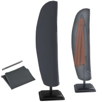 Outsunny Waterproof Patio Umbrella Cover, 300D Banana Parasol Protector with Zipper for Outdoor Garden, Patio, Dark Grey(m-2)