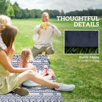 Outsunny Reversible Outdoor Rug, Waterproof Plastic Straw with Carry Bag, 6' x 9', Blue & White Geometric(m-8)