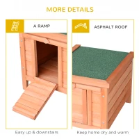 PawHut Wooden Rabbit Hutch Bunny Cage Outdoor Cat House Guinea Pig Cage Duck Shelter, Indoor Outdoor Use, 20"x16.5"x17", Orange(m-7)