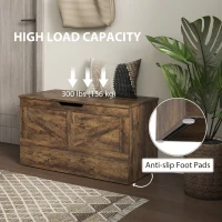 HOMCOM 31.5 Inches Storage Chest, Storage Trunk with 2 Safety Hinges for Living Room, Rustic Brown(m-7)
