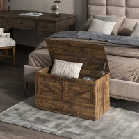 HOMCOM 31.5 Inches Storage Chest, Storage Trunk with 2 Safety Hinges for Living Room, Rustic Brown(m-8)