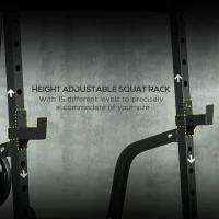 Soozier Smith Machine, Multi-Functional Power Cage w/ Adjustable Bench, Barbell Bar, Cable Pulley System, 15-Level Squat Rack(m-6)
