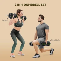 Soozier 66LBS 2-in-1 Adjustable Barbell & Dumbbells Set, Weights Set with Non-slip Handles for Men and Women Home Gym Training(m-4)