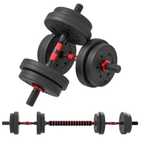 Soozier 33lbs 2-in-1 Adjustable Dumbbells Weight Set, Dumbbell Hand Weights Barbell for Body Fitness, Lifting Training for Home, Office, Gym, Black and Red(m-11)