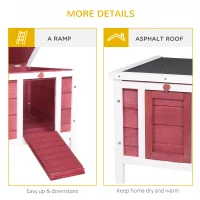PawHut Wooden Rabbit Hutch Bunny Cage Outdoor Cat House Guinea Pig Cage Duck Shelter, Indoor Outdoor Use, 20"x16.5"x17", Red(m-7)