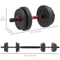 Soozier 33lbs 2-in-1 Adjustable Dumbbells Weight Set, Dumbbell Hand Weights Barbell for Body Fitness, Lifting Training for Home, Office, Gym, Black and Red(m-3)