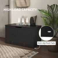 HOMCOM 31.5 Inches Storage Chest, Storage Trunk with 2 Safety Hinges for Living Room, Black Wood Grain(m-7)