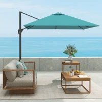 Outsunny 8'x8' Square Patio Hanging Offset Umbrella, Outdoor Cantilever Parasol w/ Cross Base, Blue(m-10)