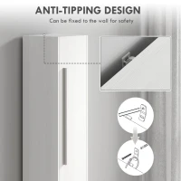 HOMCOM Freestanding Tall Bathroom Storage Cabinet with Adjustable Shelves, Bathroom Organizer, White Wood Grain(m-6)