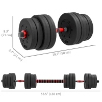 Soozier 66lbs 2-in-1 Adjustable Dumbbells Weight Set, Dumbbell Hand Weights Barbell for Body Fitness, Lifting Training for Home, Office, Gym, Black and Red(m-3)