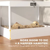 PawHut 31.5"L Hamster Cage with Openable Top, Hut, Seesaw, Ladder for Dwarf Hamster, Gerbil, White(m-9)