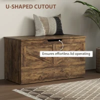 HOMCOM 31.5 Inches Storage Chest, Storage Trunk with 2 Safety Hinges for Living Room, Rustic Brown(m-6)