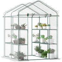 Outsunny 56" x 56" x 77" Walk-in Plant Greenhouse Portable Garden Flower Seed Warm House 8 Shelves Outdoor Plant Growth Hot House PVC Cover Transparent(m-2)