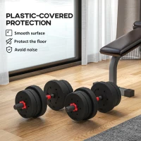 Soozier 44lbs 2-in-1 Adjustable Dumbbells Weight Set, Dumbbell Hand Weights Barbell for Body Fitness, Lifting Training for Home, Office, Gym, Black and Red(m-7)