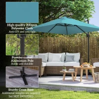 Outsunny 8'x8' Square Patio Hanging Offset Umbrella, Outdoor Cantilever Parasol w/ Cross Base, Blue(m-7)