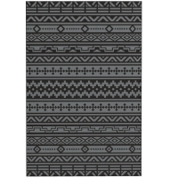 Outsunny Reversible Outdoor Rug, Waterproof Plastic Straw with Carry Bag, 6' x 9', Black & Gray Geometric Wall