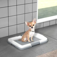 PawHut 18" x 13" Pee Pad Holder, Dog Potty Tray for Indoor Outdoor, Easy to Clean Dog Training Toilet Pee Pad Tray, Grey(m-1)
