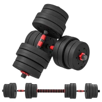 Soozier 66lbs 2-in-1 Adjustable Dumbbells Weight Set, Dumbbell Hand Weights Barbell for Body Fitness, Lifting Training for Home, Office, Gym, Black and Red(m-11)