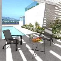 Outsunny 2 Pieces Outdoor Adirondack Chairs Muskoka Chairs with Aluminum Frame, Mesh Seat, High Back for Garden, Deck, Dark Grey(m-8)