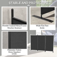 Outsunny 3 Panel Folding Outdoor Privacy Screen, 5.8FT Tall Room Divider with UV30+ Protection, Freestanding Privacy Panel Partition with Stable Base for Indoor Outdoor, Dark Grey(m-5)