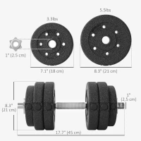 Soozier 66 lbs Adjustable Dumbbells Weight Set Dumbbell Hand Weight Barbell for Body Fitness Lifting Training for Home Office Gym, Black(m-3)