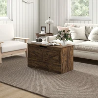 HOMCOM 31.5 Inches Storage Chest, Storage Trunk with 2 Safety Hinges for Living Room, Rustic Brown(m-9)