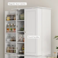 HOMCOM 65" Kitchen Cabinet, Kitchen Pantry Cabinet with 4 Doors and 16 Door Shelves for Dining Room, White(m-7)