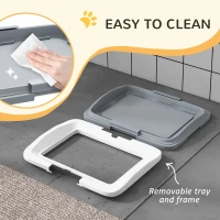PawHut 18" x 13" Pee Pad Holder, Dog Potty Tray for Indoor Outdoor, Easy to Clean Dog Training Toilet Pee Pad Tray, Grey(m-5)