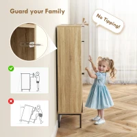 HOMCOM Narrow Shoe Storage Cabinet with Flip Drawers, Shoe Cabinet with Adjustable Shelves, Sliding Drawer, Holds 8 Pairs, Oak(m-7)