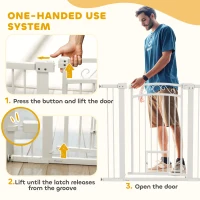 PawHut Dog Gate, Walk Through Pet Gate w/ Small Pet Door, Auto Close, for Doorways, House, Stair, 30"-41" W x 38" H(m-10)