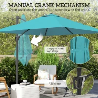 Outsunny 8'x8' Square Patio Hanging Offset Umbrella, Outdoor Cantilever Parasol w/ Cross Base, Blue(m-6)