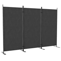 Outsunny 3 Panel Folding Outdoor Privacy Screen, 5.8FT Tall Room Divider with UV30+ Protection, Freestanding Privacy Panel Partition with Stable Base for Indoor Outdoor, Dark Grey(m-11)