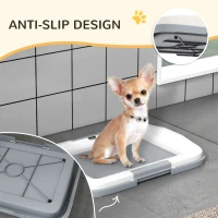 PawHut 18" x 13" Pee Pad Holder, Dog Potty Tray for Indoor Outdoor, Easy to Clean Dog Training Toilet Pee Pad Tray, Grey(m-9)