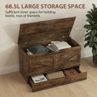 HOMCOM 31.5 Inches Storage Chest, Storage Trunk with 2 Safety Hinges for Living Room, Rustic Brown(m-4)