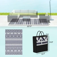 Outsunny Reversible Outdoor Rug, Waterproof Plastic Straw with Carry Bag, 6' x 9', Blue & White Geometric(m-3)