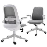 Vinsetto Office Chair 360° Swivel Task Desk Breathable Fabric Computer Chair with Flip-up Arms and Adjustable Height, Grey(m-14)