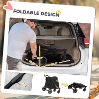 PawHut One-Click Foldable Dog Stroller for M, L Dogs, Pet Stroller, Black(m-5)