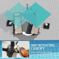 Outsunny 8'x8' Square Patio Hanging Offset Umbrella, Outdoor Cantilever Parasol w/ Cross Base, Blue(m-4)