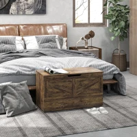 HOMCOM 31.5 Inches Storage Chest, Storage Trunk with 2 Safety Hinges for Living Room, Rustic Brown(m-10)