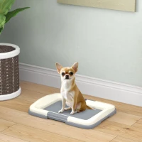 PawHut 18" x 13" Pee Pad Holder, Dog Potty Tray for Indoor Outdoor, Easy to Clean Dog Training Toilet Pee Pad Tray, Grey(m-8)