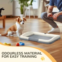 PawHut 18" x 13" Pee Pad Holder, Dog Potty Tray for Indoor Outdoor, Easy to Clean Dog Training Toilet Pee Pad Tray, Grey(m-7)