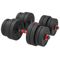 Soozier 66lbs 2-in-1 Adjustable Dumbbells Weight Set, Dumbbell Hand Weights Barbell for Body Fitness, Lifting Training for Home, Office, Gym, Black and Red(m-2)