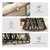 Outsunny 360° Swivel Outdoor Papasan Chair, 39" Overstuffed Circle Chair with Side Tray, Thick Cushion for Indoor Patio, Beige(m-8)