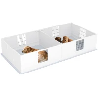 PawHut Two Rooms Design Dog Whelping Box with Washable Pee Pad, Adjustable Door, for Large Breed Dogs, 96" x 47" x 19"(m-11)