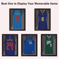 HOMCOM 26" x 35" Shadow Box Frame, UV-Resistant Jersey Display Case with T-shirt Hanger and 2 Keys, Brown(m-5)