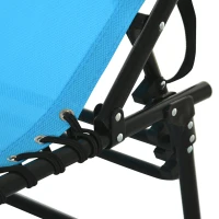 Outsunny Foldable Chaise Lounge, 4-Position Reclining Back, Trifold Portable design and Breathable Mesh for Poolside,Camping, Hiking - Light Blue(m-11)