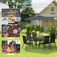 Outsunny 8 Pieces Patio Furniture Set with 9Ft Patio Umbrella, Outdoor Dining Table and Chairs, Black(m-7)