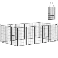 PawHut 16 Panels Dog Playpen with Strap, Portable & DIY, for Large Dogs, for Yard, RV, Camping, Garden, 47" Height(m-2)